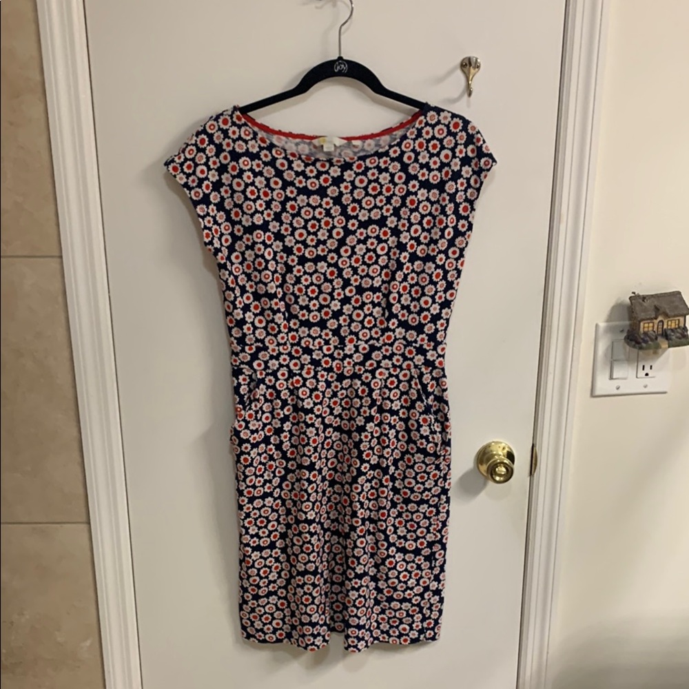 Boden Blue and Pink Sheath Dress with Dolman Cap Sleeves in Sz 6R